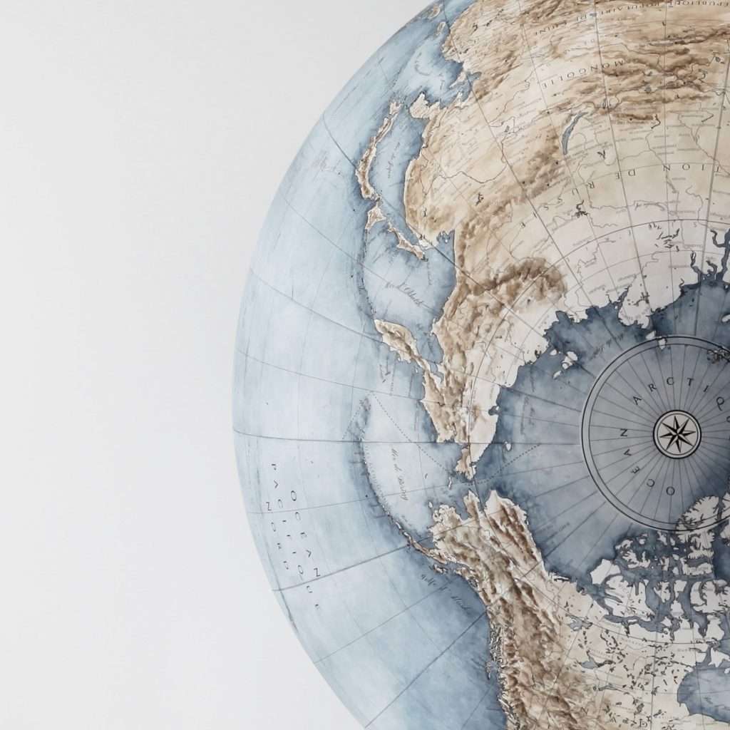 Earth globe view from the North pole